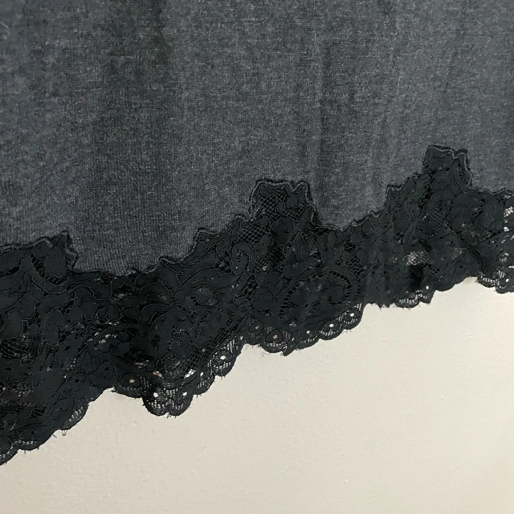 White House Black Market Wool Blend Gray Lace Trim Chemise size XS